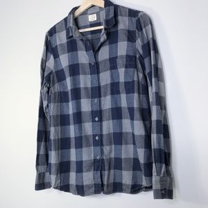 J. Crew Navy & Gray Plaid "Perfect Shirt" Size - M